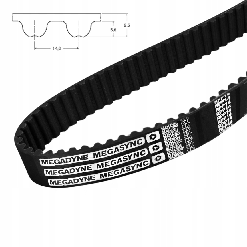 Ozubený remeň HTD 14M 2590 šírka 70 mm MEGADYNE 185 zubov